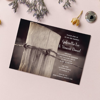 Rural Fence Post Country Farm Wedding  Invitation by loraseverson at Zazzle