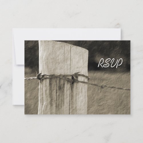 Rural Fence Post Country Farm Wedding RSVP Card
