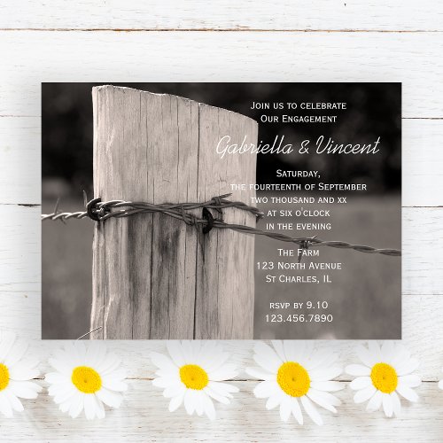 Rural Fence Post Country Ranch Engagement Party Invitation