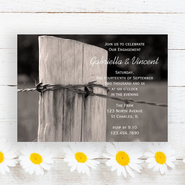 Rural Fence Post Country Ranch Engagement Party Invitation (Creator Uploaded)