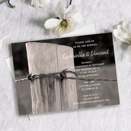 Rural Fence Post Country Ranch Wedding Invitation