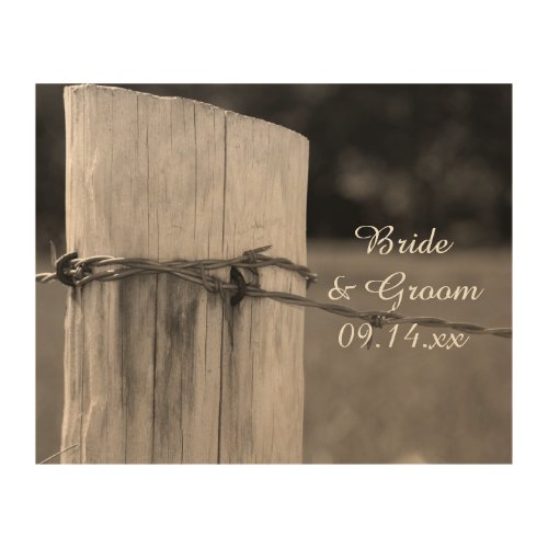 Rural Fence Post Country Ranch Wedding Keepsake Wood Wall Art