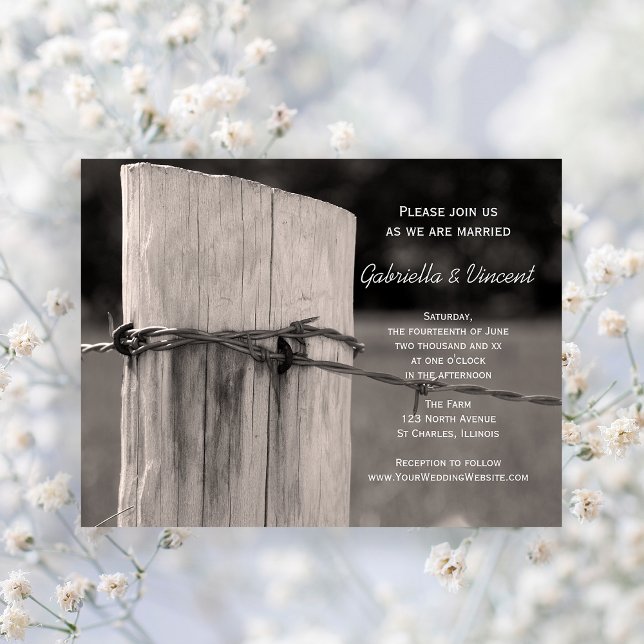 Rural Fence Post Country Ranch Wedding Magnetic Invitation (Creator Uploaded)