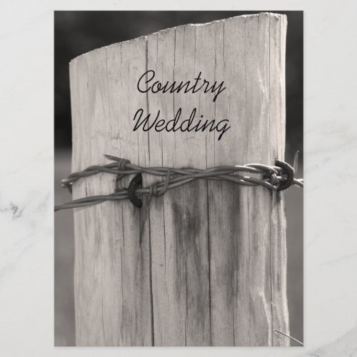 Rural Fence Post Country Wedding Program