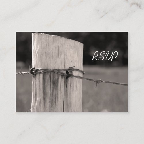 Rural Fence Post Country Wedding RSVP Card