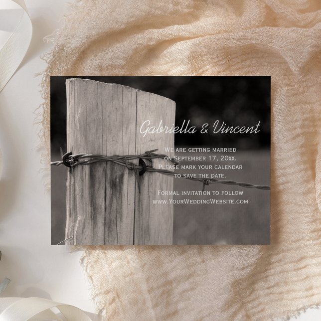 Rural Fence Post Country Wedding Save the Date (Creator Uploaded)