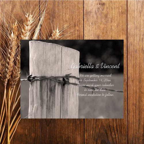 Rural Fence Post Country Wedding Save the Date Magnetic Invitation
