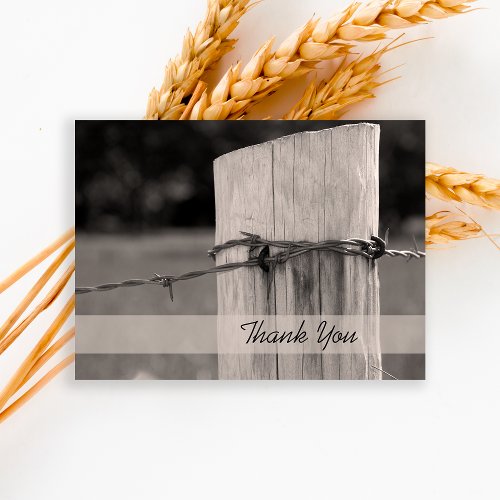 Rural Fence Post Country Western Ranch Thank You Postcard