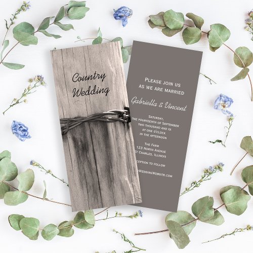 Rural Fence Post Country Western Ranch Wedding Invitation