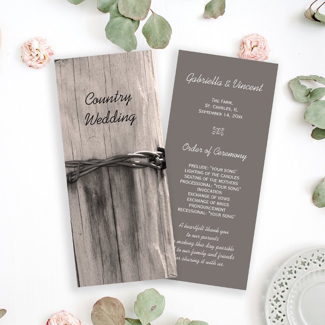 Rural Fence Post Country Western Ranch Wedding  Program (Creator Uploaded)
