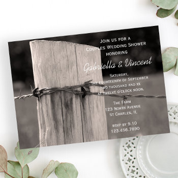 Rural Fence Post Couples Country Wedding Shower Invitation by loraseverson at Zazzle