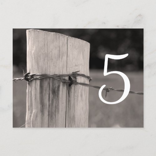 Rural Fence Post Farm Wedding Table Number
