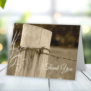 Rural Fence Post Funeral Memorial Sympathy Thank Letterpress Thank You Card