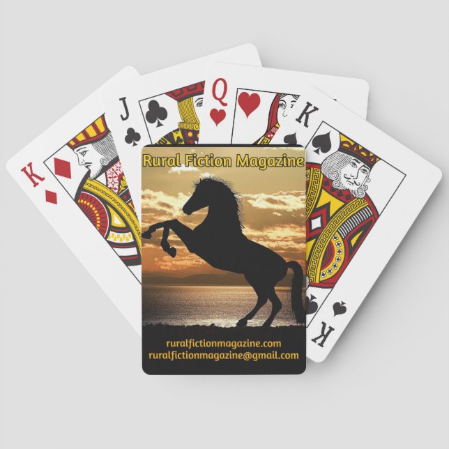 Rural Fiction Magazine horse with sunset Poker Cards (Back)