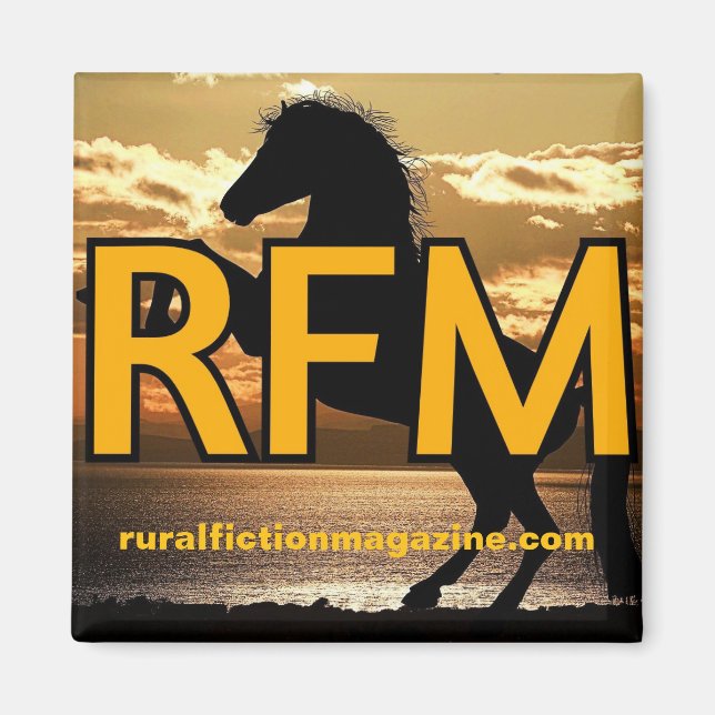 Rural Fiction Magazine Logo horse and sunset Magnet (Front)