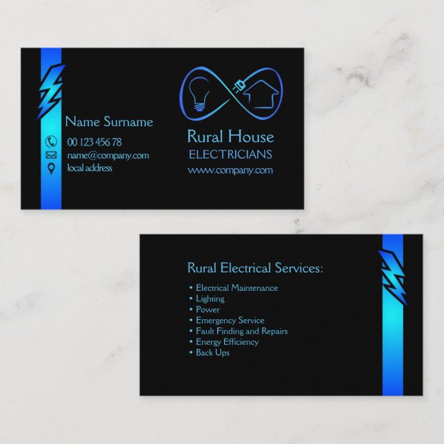 Rural house electricians business card (Front/Back)