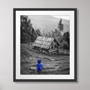 Rural House Landscape Minimalist Photography Framed Art