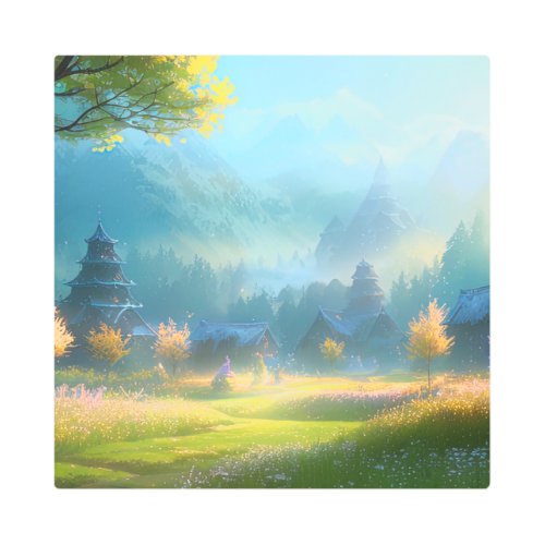 Rural Idyll old fantasy village Metal Print