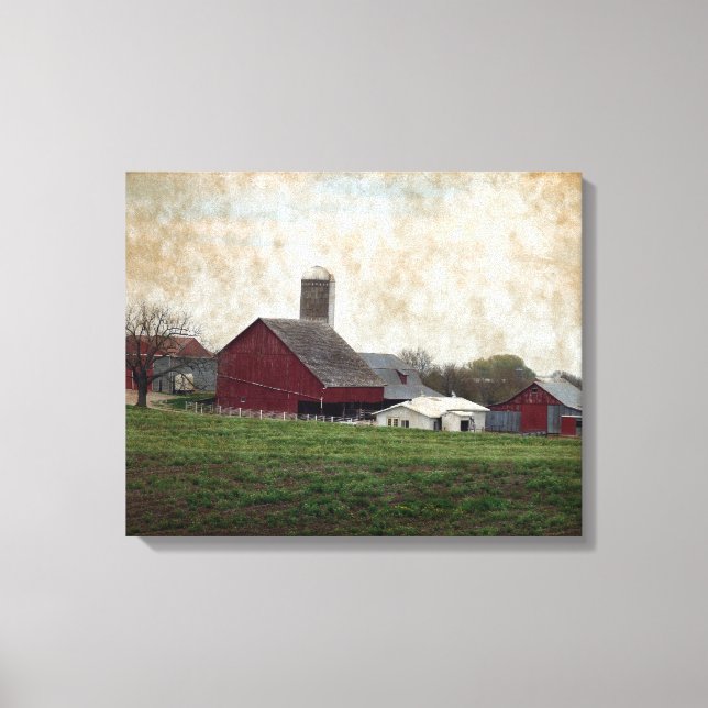 Rural Iowa Amish Farming Country Farm Scene Canvas Print (Front)