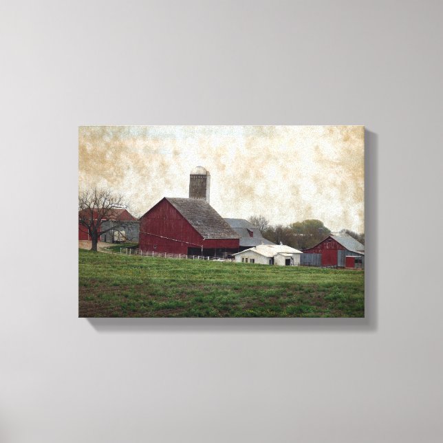 Rural Iowa Amish Farming Country Farm Scene Canvas Print (Front)