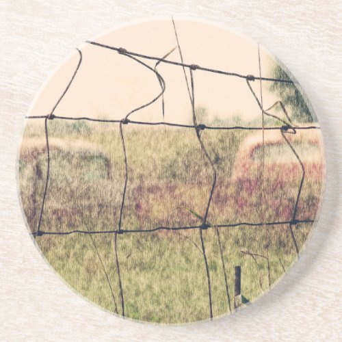 Rural Junkyard Vechicles Rusting Away in a Field Coaster