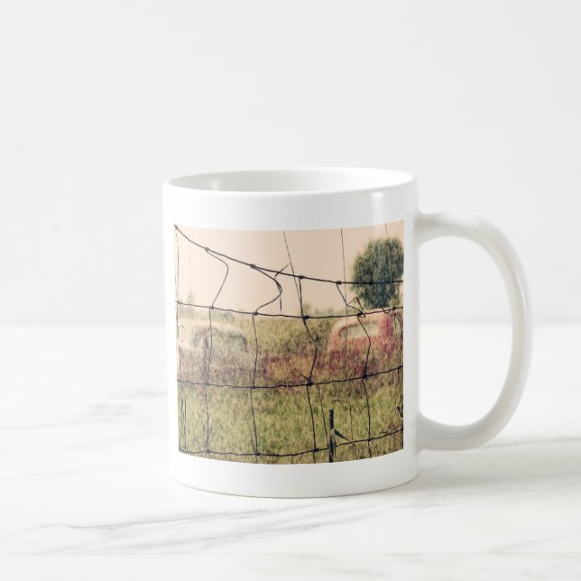 Rural Junkyard, Vechicles Rusting Away in a Field Coffee Mug (Right)