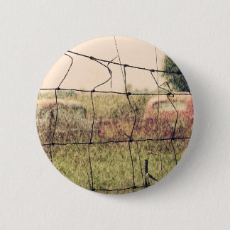 Rural Junkyard, Vechicles Rusting Away in a Field Pinback Button