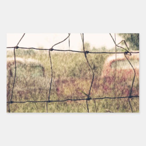 Rural Junkyard Vechicles Rusting Away in a Field Rectangular Sticker