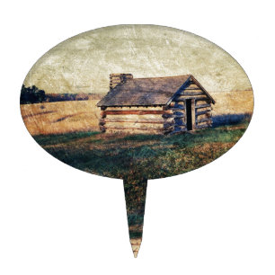 Rural Landscape prairie western country cabin Cake Topper