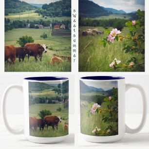 Rural landscape with cows Two-Tone coffee mug