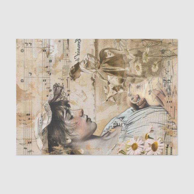 Rural Life Farm Girl Decoupage Tissue Paper (Front)