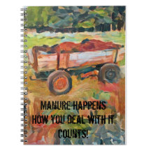 rural life manure cart, photo with words