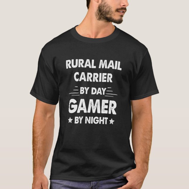 Rural Mail Carrier By Day Gamer By Night T-Shirt (Front)