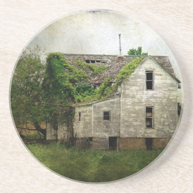 Rural Missouri Abandoned House Sandstone Coaster (Front)