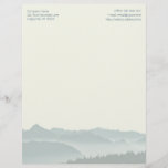 Rural Mountains Blank Text at Top Letterhead Paper<br><div class="desc">Custom letterhead stationery with background mountain scene for use in a rural office. Customize text in two places at the top of off-white paper. Text is printed in thin lettering and aligned to the edges. Three rows are in the samples, and more can be added. Or delete both, either, samples....</div>