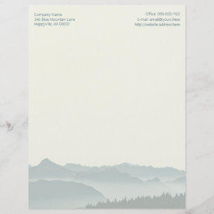 Rural Mountains Blank Text at Top Letterhead Paper