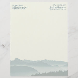 Rural Mountains Blank Text at Top Letterhead Paper