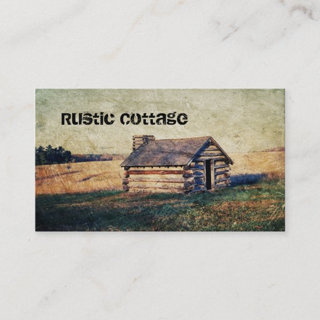 Rural prairie Primitive western country log cabin Business Card (Front)