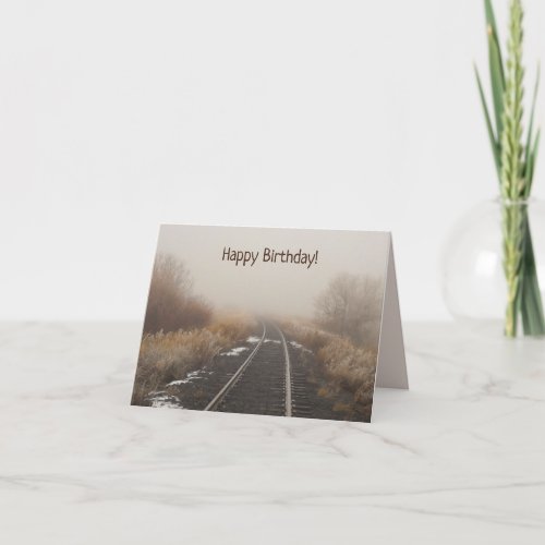 Rural Railroad Tracks Happy Birthday Card