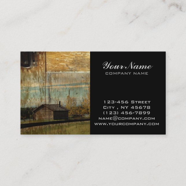 Rural Railway Primitive western country log cabin Business Card (Front)