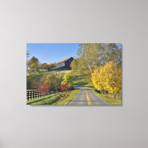 Rural road through Bluegrass region of Kentucky Canvas Print