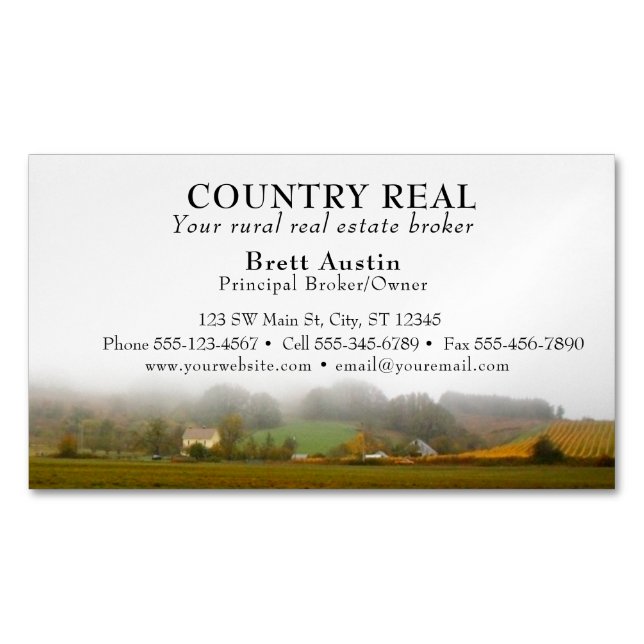 Rural Rustic Country Real Estate Broker Agent Business Card Magnet (Front)