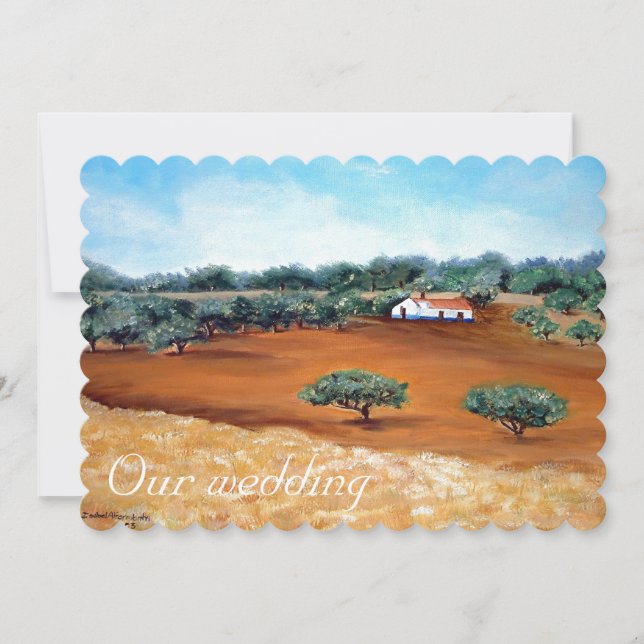Rural rustic Portuguese wedding in alentejo house Invitation (Front)