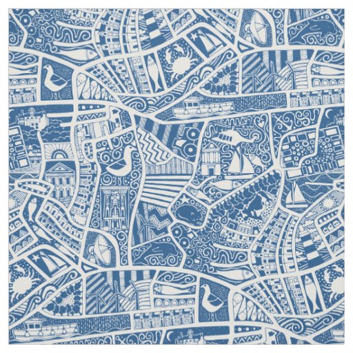 rural seaside living blue fabric