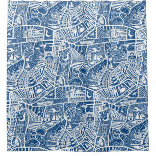 rural seaside living blue shower curtain