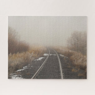 Rural Train Tracks Scenic Winter Photo Jigsaw Puzzle