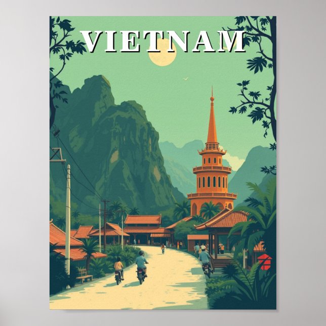 Rural Vietnam Travel Illustration Poster (Front)