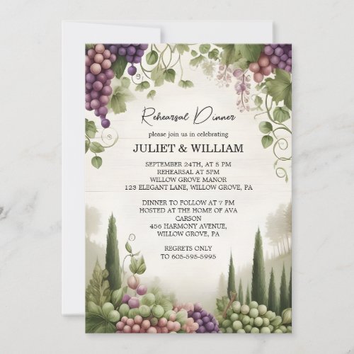 Rural Wood Fruit Ivy Vineyard Rehearsal Dinner Invitation