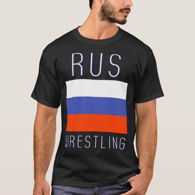 RUS Flag Pride Russia Wrestling USSR Wrestler Athl T-Shirt (Front)