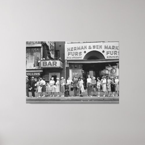 Rush Hour Bus Queue _ Detroit 1942 Photo Print